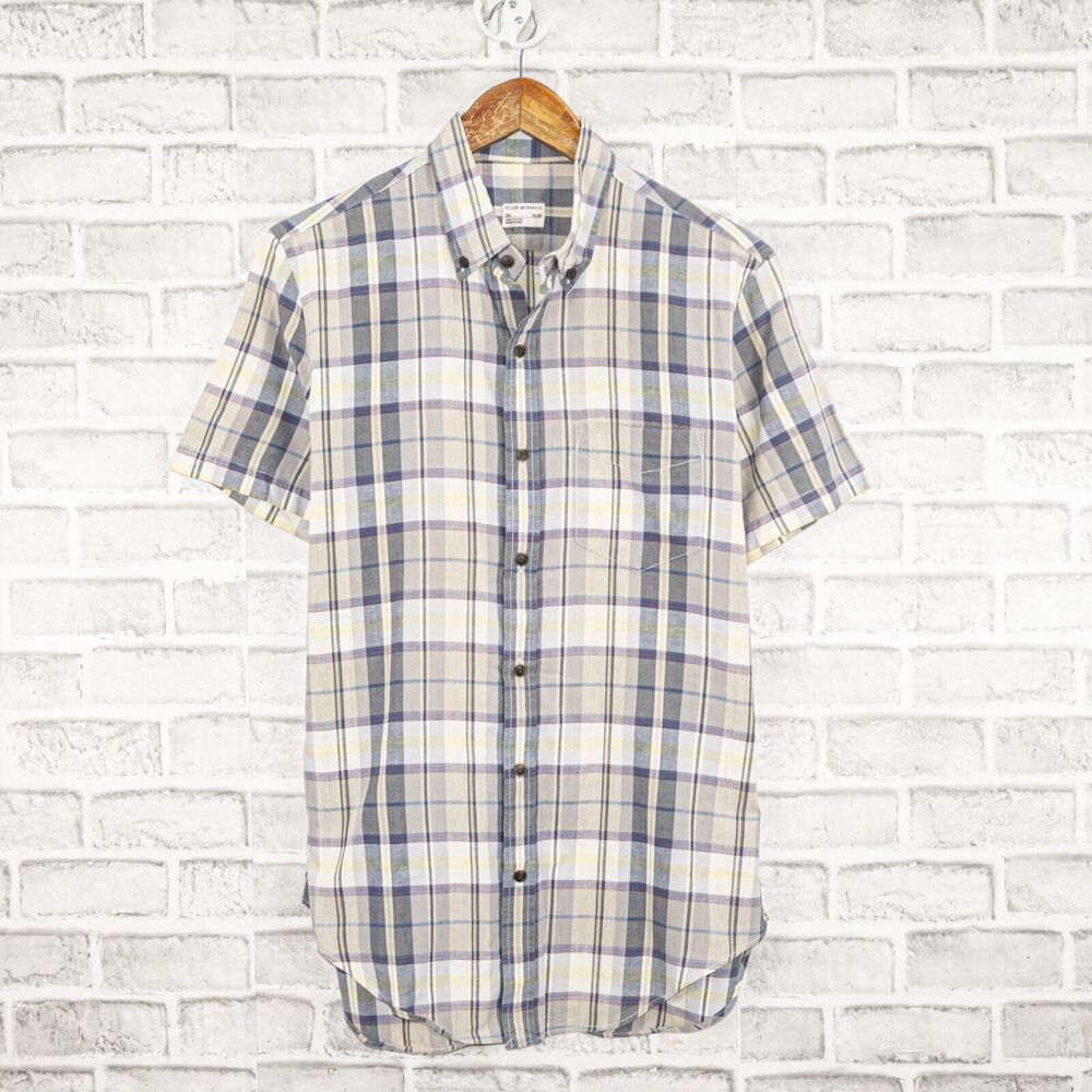 CLUB MONACO Short Sleeve Button up Shirt Gray Multi color Size XS